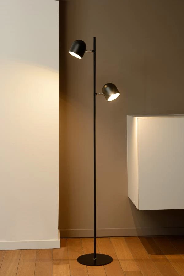 Lucide SKANSKA - Floor lamp - LED Dim. - 2x5W 3000K - Black - atmosphere 1